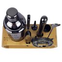 Ver imagem 4 de Coqueteleira Profissional com Acessórios em Aço Inox 750ml Kit Barman Base em Madeira - Black