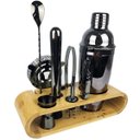 Ver imagem 3 de Coqueteleira Profissional com Acessórios em Aço Inox 750ml Kit Barman Base em Madeira - Black