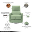 Ver imagem 3 de Poltrona do Papai Sala de Estar Reclinável Palace Usb e Usb-c Gira Balança Couro Verde Claro G40 - G