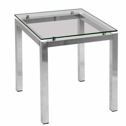 Mesa Lateral de Canto em Aço 54 x 59 cm Design Moderno Prata