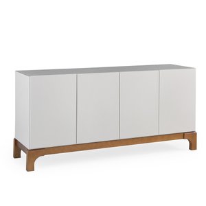 Balcão Buffet 4 Portas 3 Gavetas para Sala de Jantar Cozinha - Perseu Off White/imbuia:200x45cm