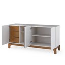 Ver imagem 3 de Balcão Buffet 4 Portas 3 Gavetas para Sala de Jantar Cozinha - Perseu Off White/imbuia:200x45cm