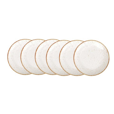 Kit Prato Raso Tramontina Rústico Marrom em Porcelana Decorada 28 cm 6pçs Tramontina