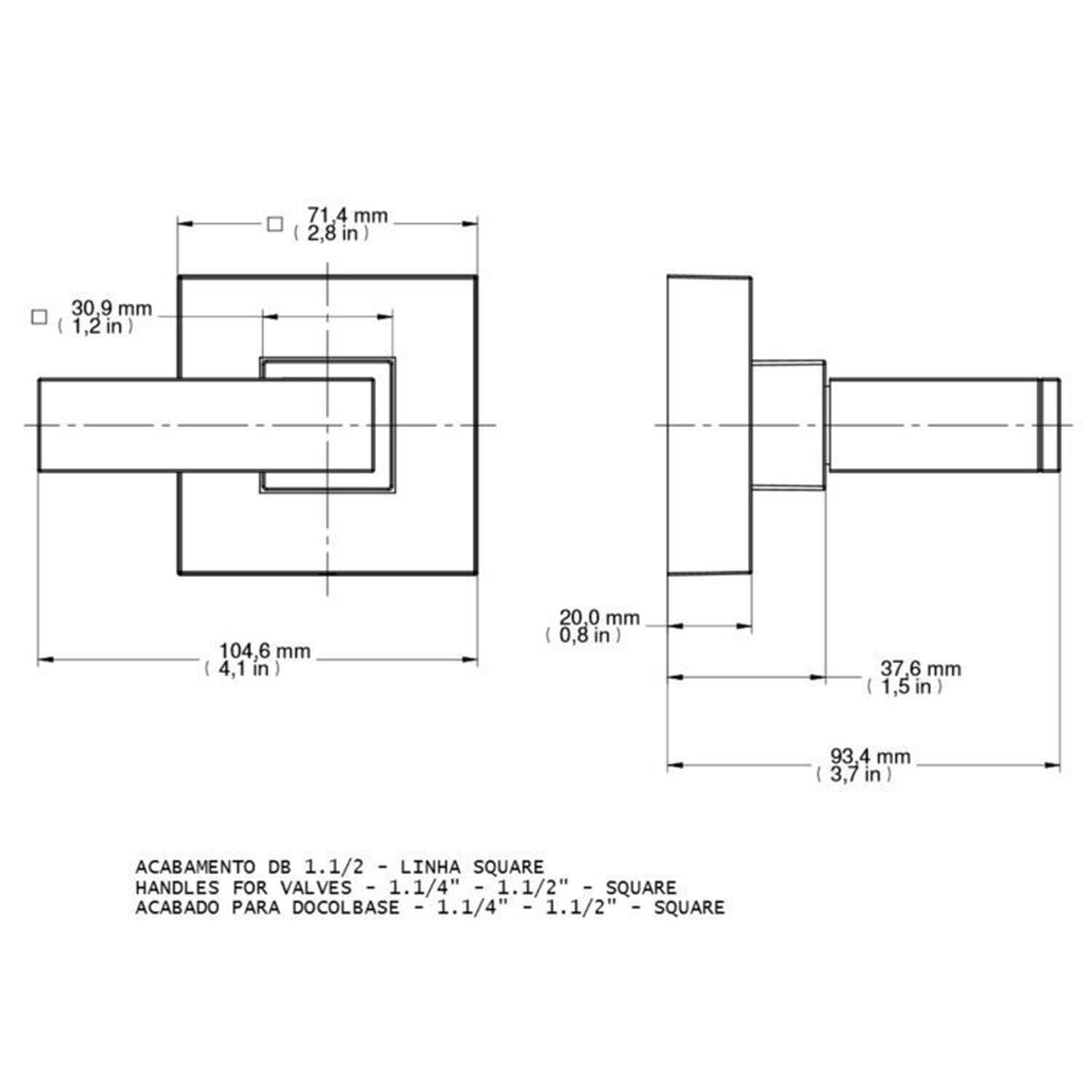 Kit 2 Acabamentos para Registro Docol Base Square 1.1/2" Chrome - 2