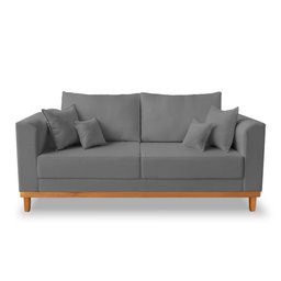 Kit Sofá 3 Lugares e 2 Poltronas Beny Viena Suede Cinza - Madeira Prima Deccor - 3