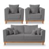 Kit Sofá 3 Lugares e 2 Poltronas Beny Viena Suede Cinza - Madeira Prima Deccor - 2