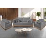 Kit Sofá 3 Lugares e 2 Poltronas Beny Viena Suede Cinza - Madeira Prima Deccor - 1