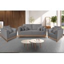 Ver imagem 1 de Kit Sofá 3 Lugares e 2 Poltronas Beny Viena Suede Cinza - Madeira Prima Deccor