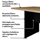 Ver imagem 6 de Conjunto Escritório com Mesa de Reunião 6 Lugares e 2 Armários Baixos com Chave Espresso Móveis Macadâmia Preto Marrom