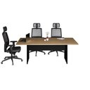 Ver mais imagens de Conjunto Escritório com Mesa de Reunião 6 Lugares e 2 Armários Baixos com Chave Espresso Móveis Macadâmia Preto Marrom