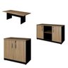 Conjunto Escritório com Mesa de Reunião 6 Lugares e 2 Armários Baixos com Chave Espresso Móveis - 2