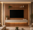 Ver imagem 1 de Painel Ripado Completo com Rack Luxor - Belaris Móveis:Naturalle Off White