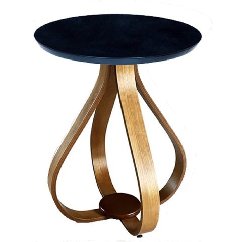 Mesa Lateral Bella 100% MDF 50x60cm (Pé Cebola) Vidro Preto