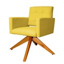 Ver imagem 3 de Poltrona Decorativa Camila Pés Madeira Giratório Suede Amarelo - DS Estofados