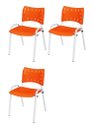 Ver imagem 2 de Cadeira Iso Base Branco Igreja, Escola, Escritório - Laranja Kit 3 Peças