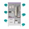 Guarda Roupa Solteiro 4 portas com espelho 2 gavetas Madri - Branco / Rosa / Azul / Lilas Flex - 5