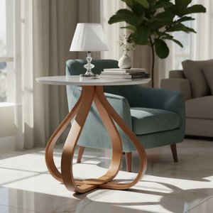 Mesa Lateral Bella 50x60cm (pé Cebola) Vidro