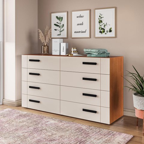 Cômoda Lisboa com 8 Gavetas 150x83,5cm Freijó/Creme 240838