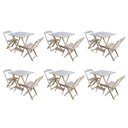 Ver imagem 1 de Kit 6 Jogos de Mesa Dobravel com 2 Cadeiras de Madeira 70x70 Ideal para Bar e Restaurante - sem Pint