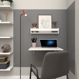 Conjunto de Mesa Dobrável e Prateleira para Home Office ou Escritório - 2