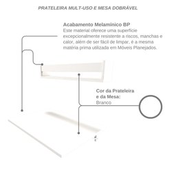 Conjunto de Mesa Dobrável e Prateleira para Home Office ou Escritório - 10