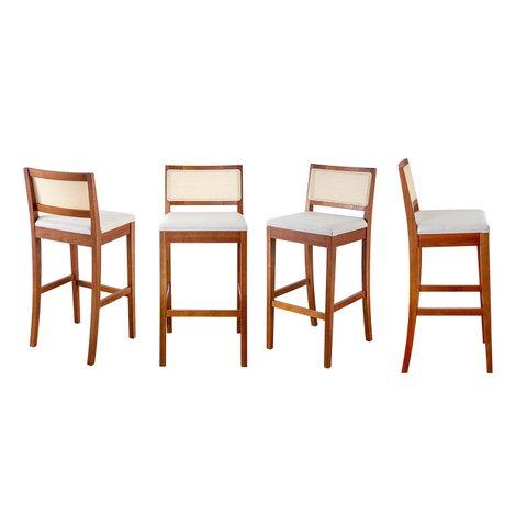 Kit 4 Banquetas com Encosto Apoio para Pés Tiê CabeCasa MadeiraMadeira