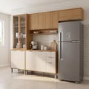 Ver imagem 1 de Cozinha Compacta Modulada 4 Peças 270cm 10 Portas e 2 Gavetas Colors Marrom Freijó/Nazca