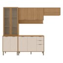 Ver imagem 3 de Cozinha Compacta Modulada 4 Peças 270cm 10 Portas e 2 Gavetas Colors Marrom Freijó/Nazca