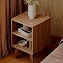 Ver imagem 1 de Mesa de Cabeceira Chennai Pé Plástico 30x35cm Freijó Quarto