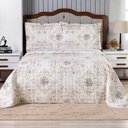 Ver imagem 2 de Kit Cobre Leito Karina Casal Micropercal 300 Fios Colcha Estampado 3 Peças Mandala