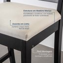 Ver imagem 4 de Kit 4 Banquetas com Encosto e Apoio para Pés Tiê CabeCasa MadeiraOriginals