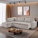 Ver imagem 2 de Sofá Retratil com Chaise Esquerda Titan 4 Lugares 2,56m Tecido Linho