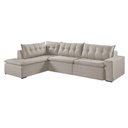 Ver imagem 3 de Sofá Retratil com Chaise Esquerda Titan 4 Lugares 2,56m Tecido Linho