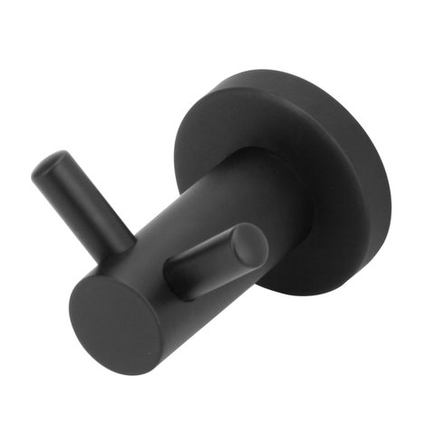Porta Toalha Cabide Duplo Banheiro Inox Luxo Preto/black