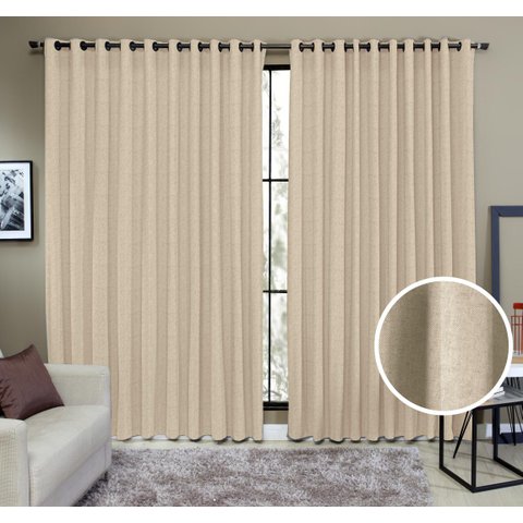 Cortina Tecido Rustico 4,00M x 2,40M Semi Blackout Areia
