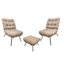 Ver imagem 1 de Kit 02 Poltronas e 01 Puff Costela Suede Bege