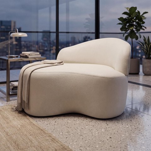 Mini Sofá Aurea Orgânico 2 Lugares Curvo Design Elegante Corino