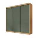 Ver mais imagens de Guarda-Roupa Casal 3 Portas de Correr Ripadas Samambaia CabeCasa MadeiraOriginals Marrom/Carvalho/Verde