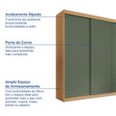 Ver imagem 3 de Guarda-Roupa Casal 3 Portas de Correr Ripadas Samambaia CabeCasa MadeiraOriginals Marrom/Carvalho/Verde