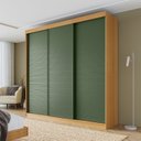Ver imagem 1 de Guarda-Roupa Casal 3 Portas de Correr Ripadas Samambaia CabeCasa MadeiraOriginals Marrom/Carvalho/Verde