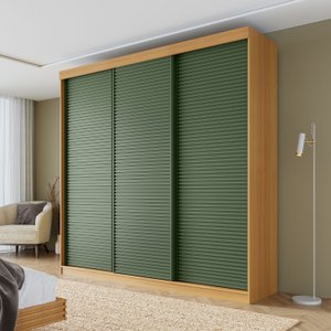 Guarda-roupa Casal 3 Portas de Correr Ripadas Samambaia Cabecasa Madeiramadeira