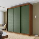 Ver imagem 1 de Guarda-Roupa Casal 3 Portas de Correr Ripadas Samambaia CabeCasa MadeiraOriginals Marrom/Freijó/Verde
