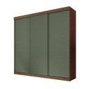 Ver mais imagens de Guarda-Roupa Casal 3 Portas de Correr Ripadas Samambaia CabeCasa MadeiraOriginals Marrom/Freijó/Verde