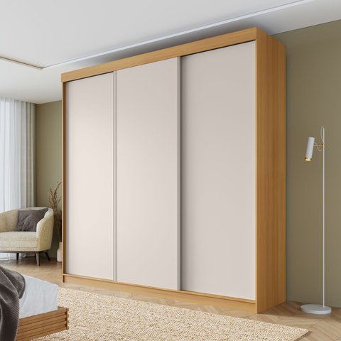 Guarda-roupa Casal 3 Portas de Correr Lisas Samambaia CabeCasa MadeiraOriginals