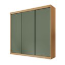 Ver mais imagens de Guarda-Roupa Casal 3 Portas de Correr Lisas Samambaia CabeCasa MadeiraOriginals Marrom/Carvalho/Verde
