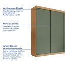 Ver imagem 3 de Guarda-Roupa Casal 3 Portas de Correr Lisas Samambaia CabeCasa MadeiraOriginals Marrom/Carvalho/Verde