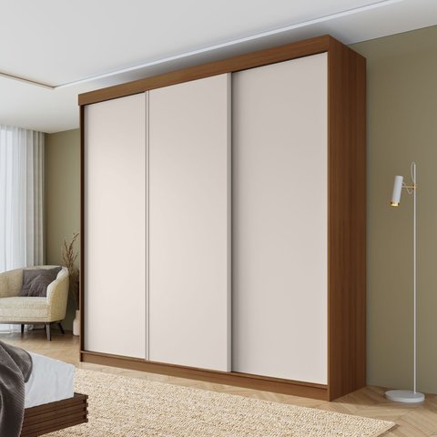 Guarda-roupa Casal 3 Portas de Correr Lisas Samambaia CabeCasa MadeiraOriginals