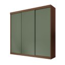 Ver mais imagens de Guarda-Roupa Casal 3 Portas de Correr Lisas Samambaia CabeCasa MadeiraOriginals Marrom/Freijó/Verde