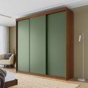 Ver imagem 1 de Guarda-Roupa Casal 3 Portas de Correr Lisas Samambaia CabeCasa MadeiraOriginals Marrom/Freijó/Verde