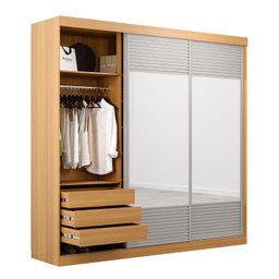 Guarda-roupa Casal 3 Portas de Correr Ripadas com Espelho Samambaia CabeCasa MadeiraMadeira - 8